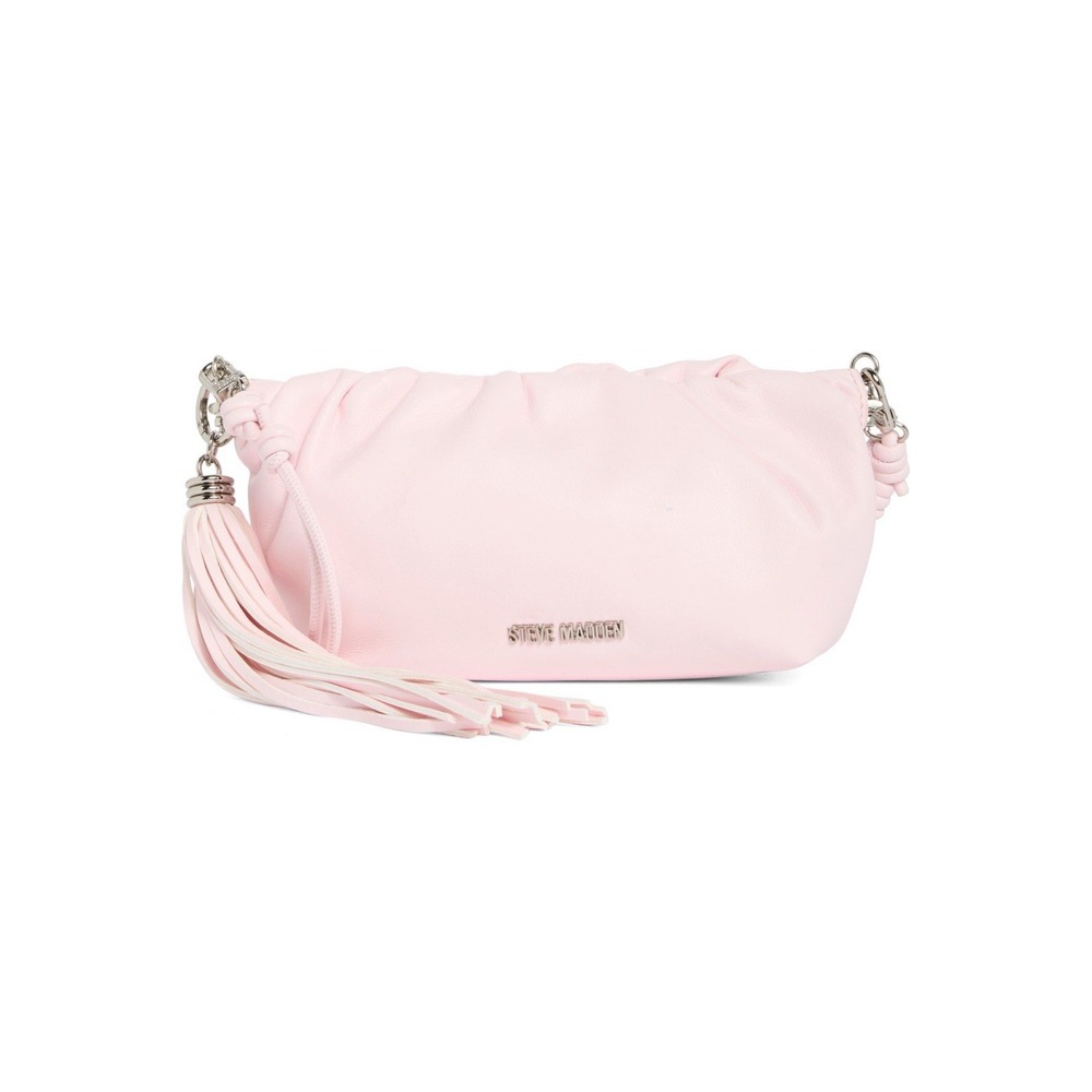 Steve Madden Rue Crossbody Bag Ballet Pink Ruched Tassel Shoulder Flaw